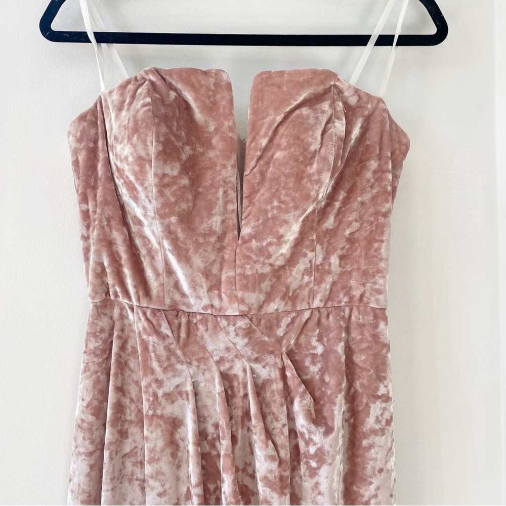 Xscape Pink Crushed Velvet Formal Gown | Size 12 - Picture 3 of 16